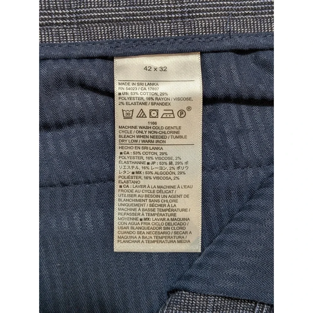 Banana Republic Men's 42x32 Blue Plaid Dress Pants Slim Tapered Fit